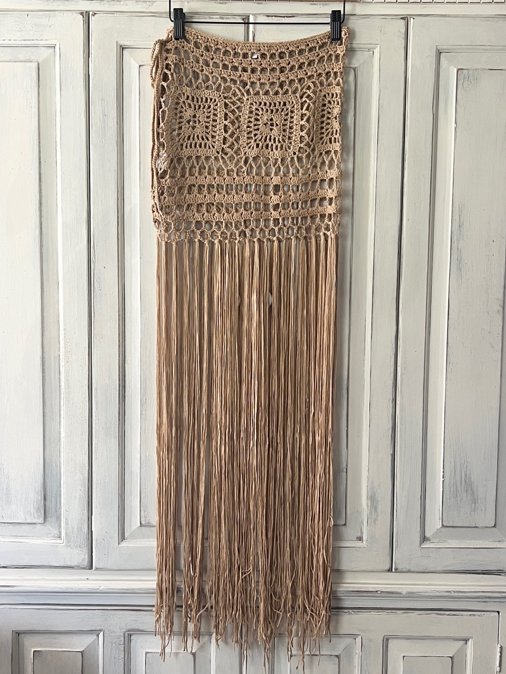 🟠NWT HYFVE Boho Crochet Fringe Cover-Up Maxi Skirt in Mocha - Picture 5 of 6